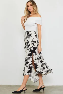Amaya Jacquard Ruffle Asymmetrical Skirt
