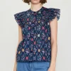 Amelia Floral Print Ruffle Sleeve Top