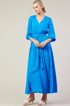 Button Detail Tiered Maxi Dress