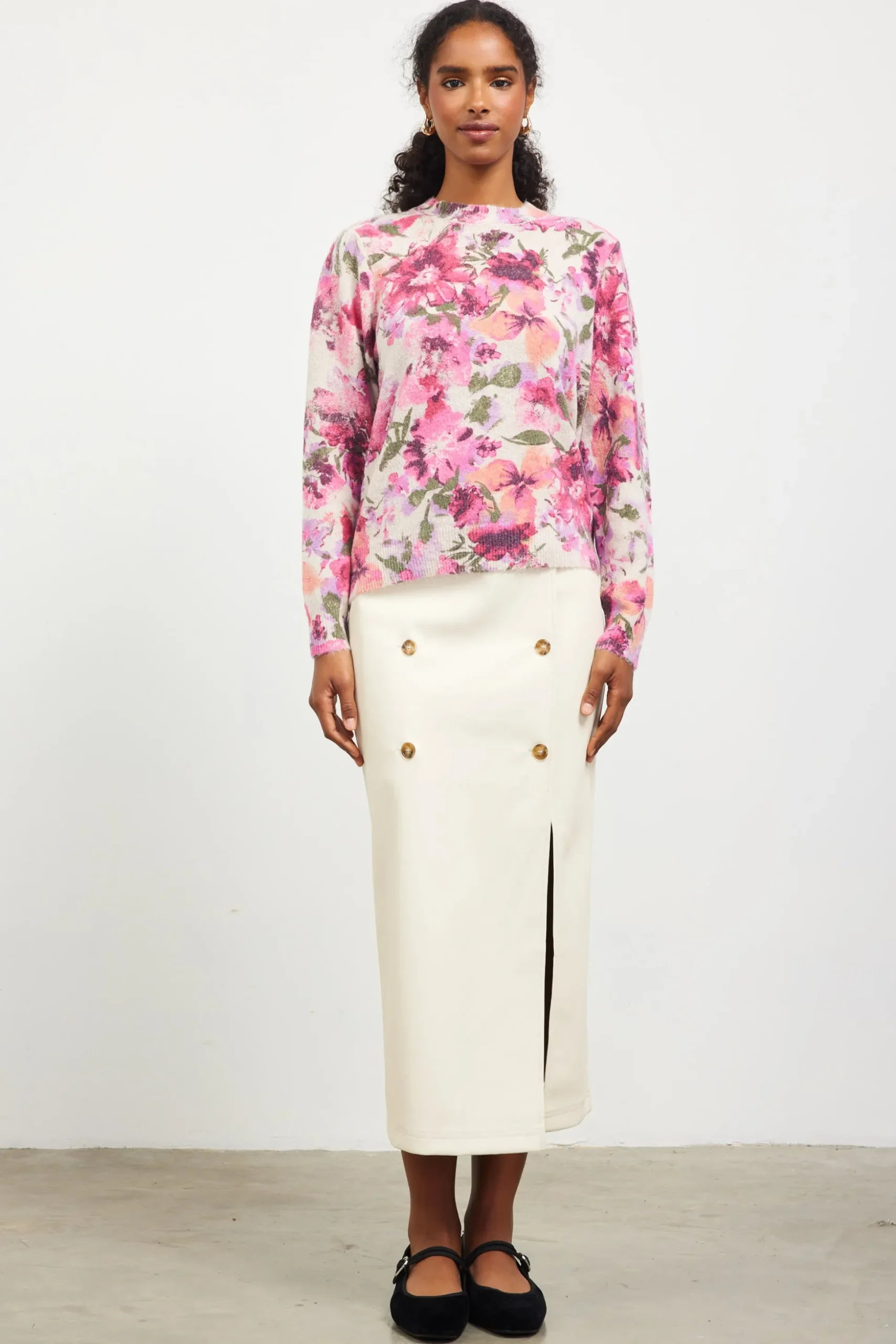 Camelia Floral Print Sweater