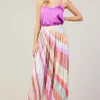 Carmine Print Pleated Midi Skirt