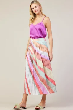 Carmine Print Pleated Midi Skirt