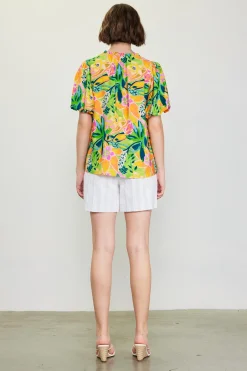 Celine Floral Print Bubble Sleeve Top