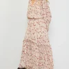 Chiffon Print Split Midi Dress