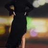 Clio Feathered Fringe Asymmetrical Skirt