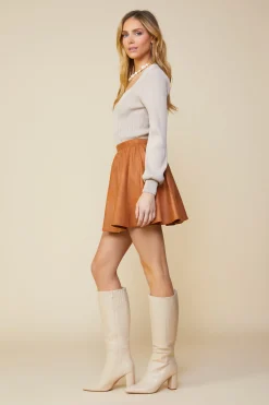 Coated Ponte Flared Mini Skirt