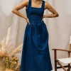 Corset Denim Pleated Dress