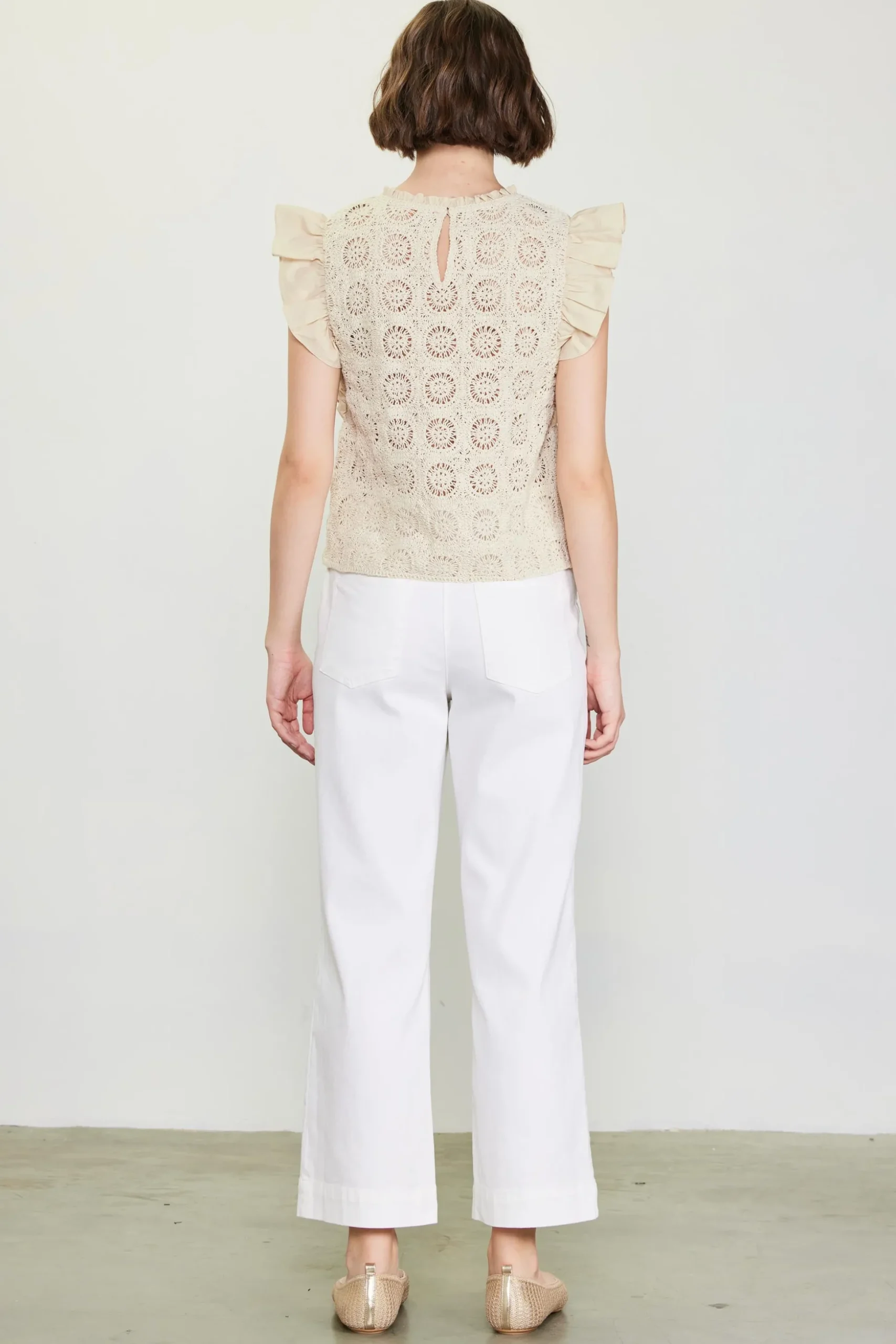 Crochet Flutter Sleeve Top
