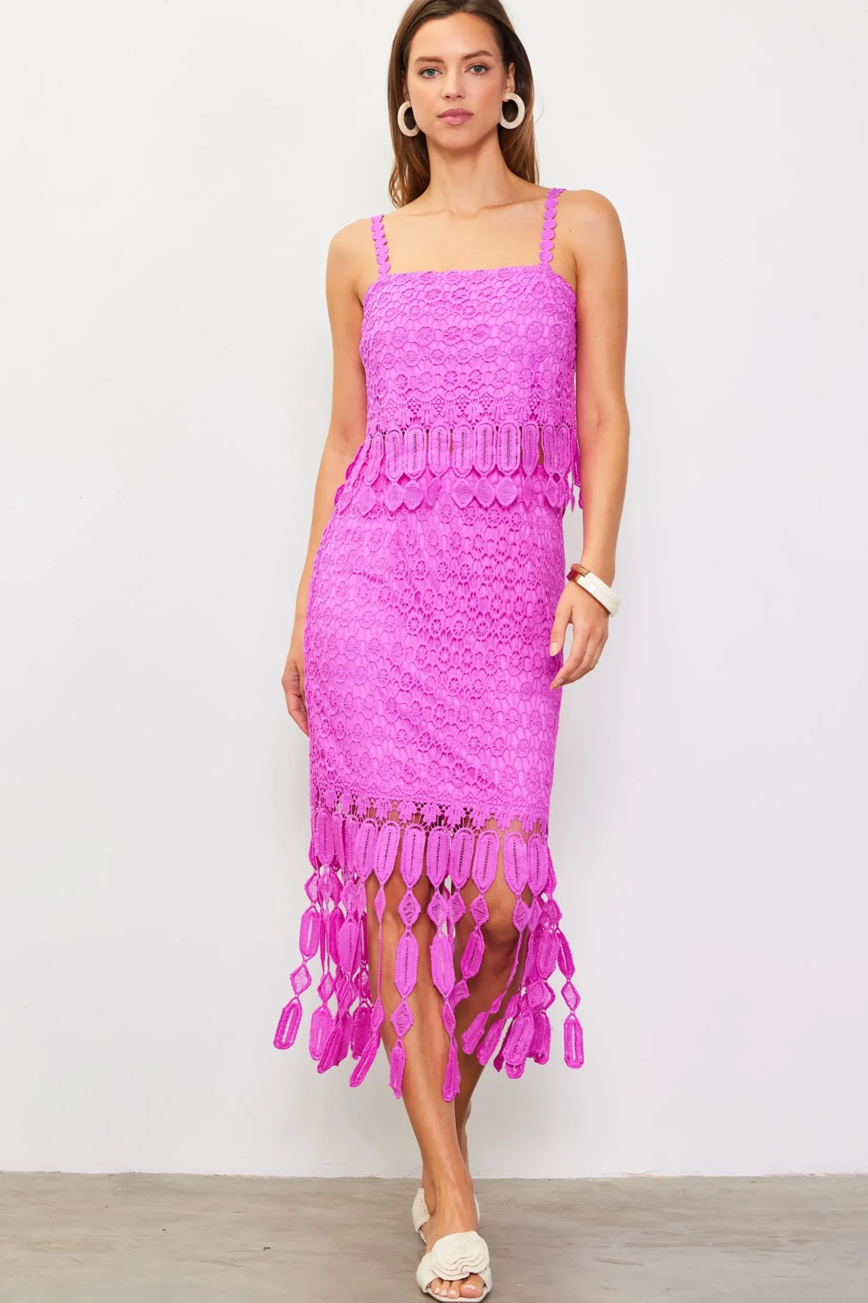 Crochet Midi Skirt with Fringe Detail