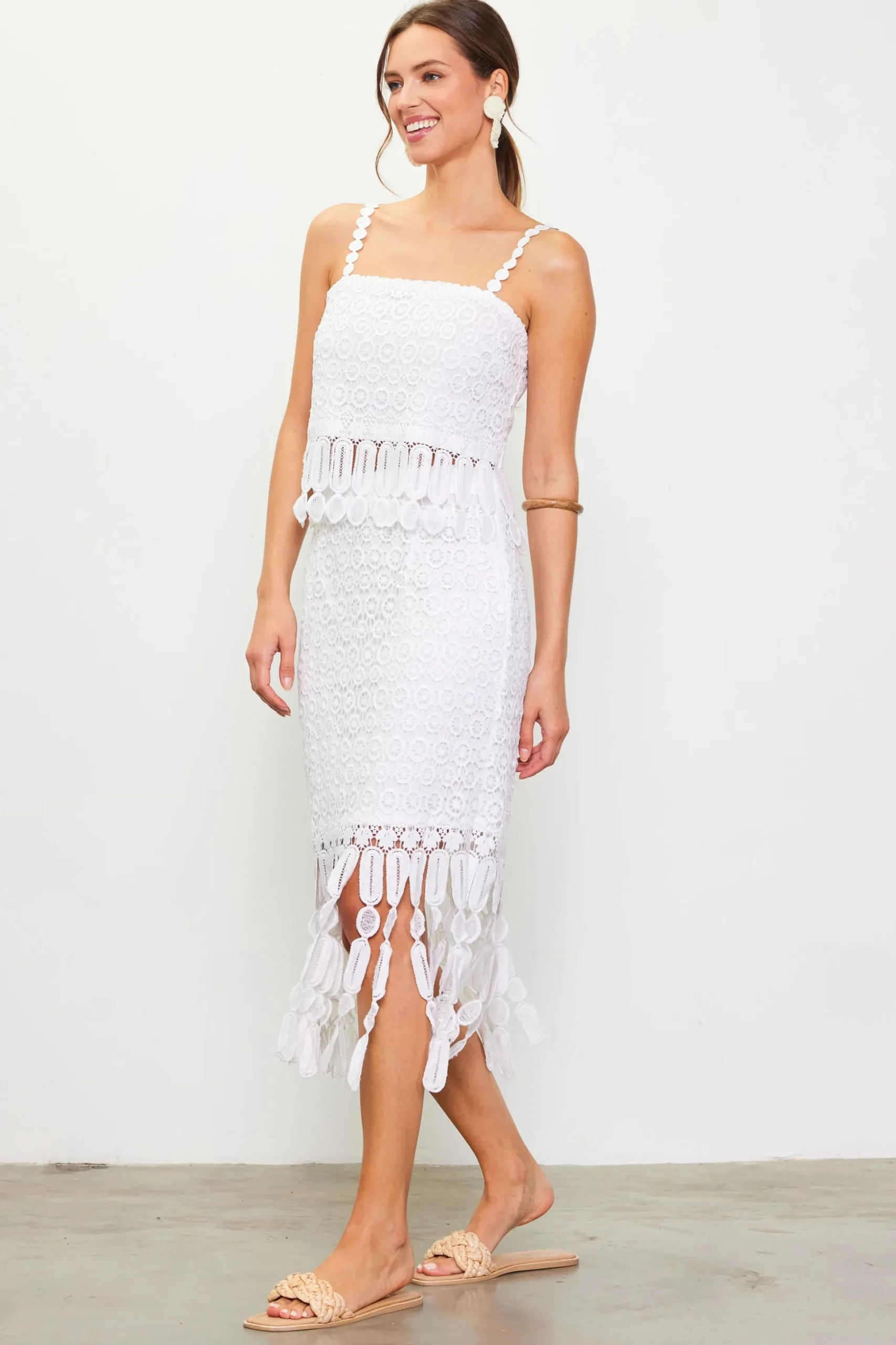 Crochet Midi Skirt with Fringe Detail