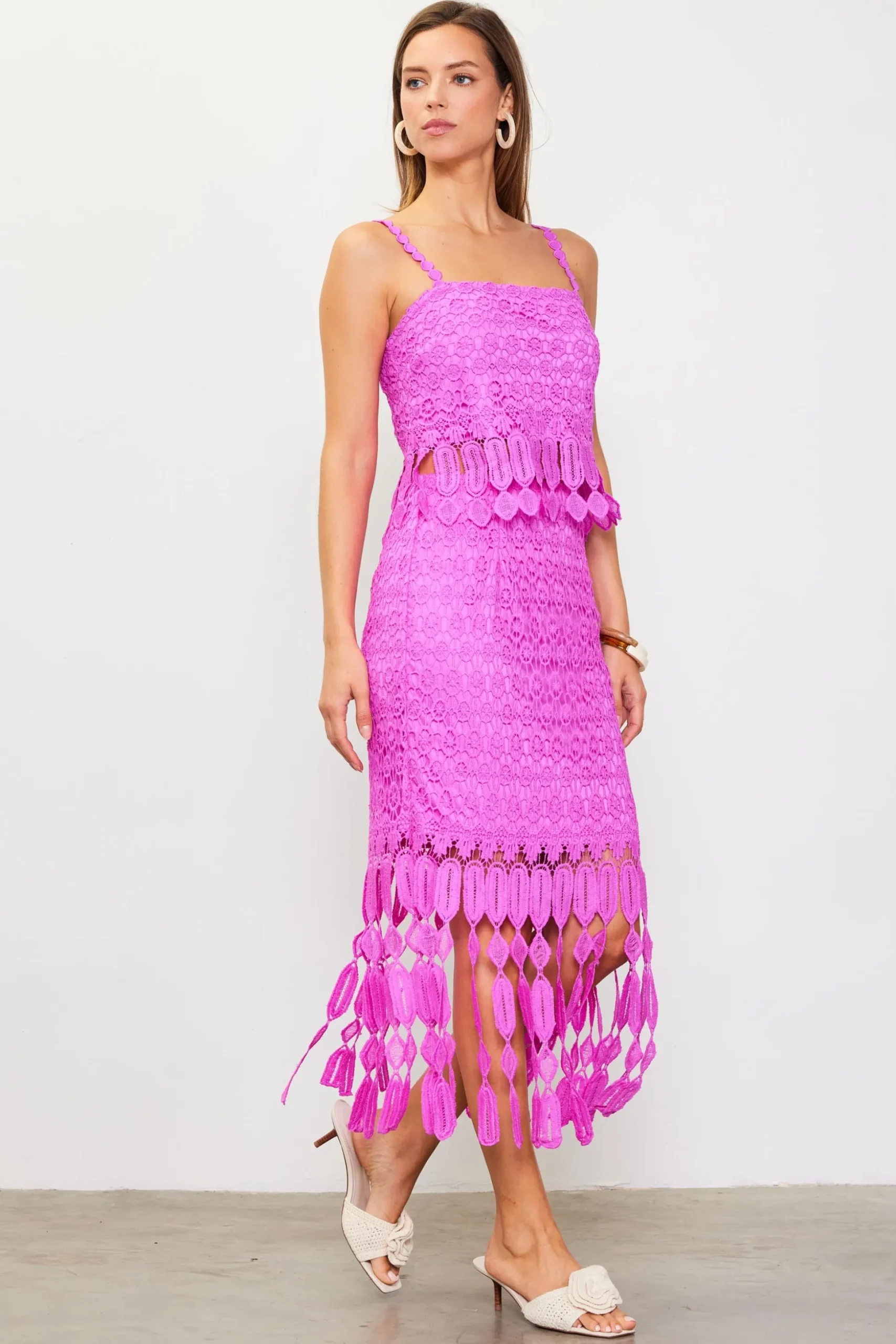 Crochet Midi Skirt with Fringe Detail