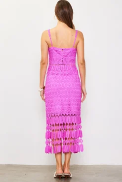 Crochet Midi Skirt with Fringe Detail
