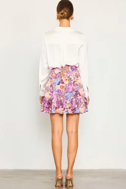 Dahlia Print Smocked Mini Skirt