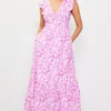Daphne Floral Print Ruffled Maxi Dress