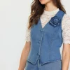 Denim Vest With Detachable Rosette