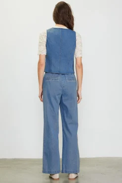 Denim Vest With Detachable Rosette