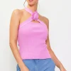 Detachable Rosette Knit Halter Top