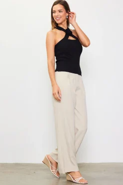 Detachable Rosette Knit Halter Top