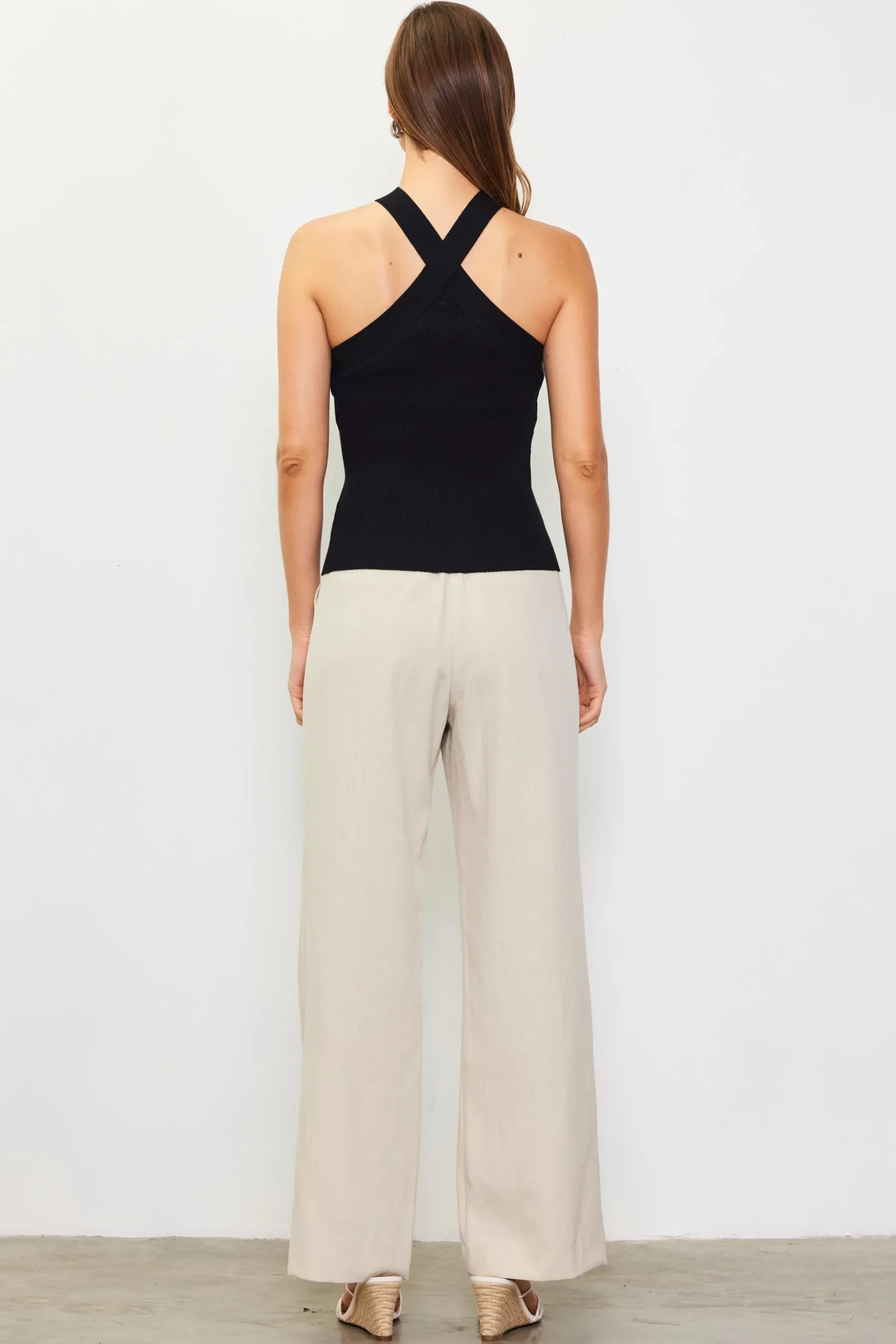 Detachable Rosette Knit Halter Top