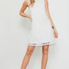 Embroidered Lace Eyelet Sleeveless Dress