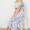 Eyelet Embroidered Print Maxi Dress