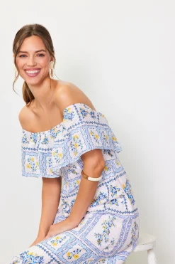 Eyelet Embroidered Print Maxi Dress