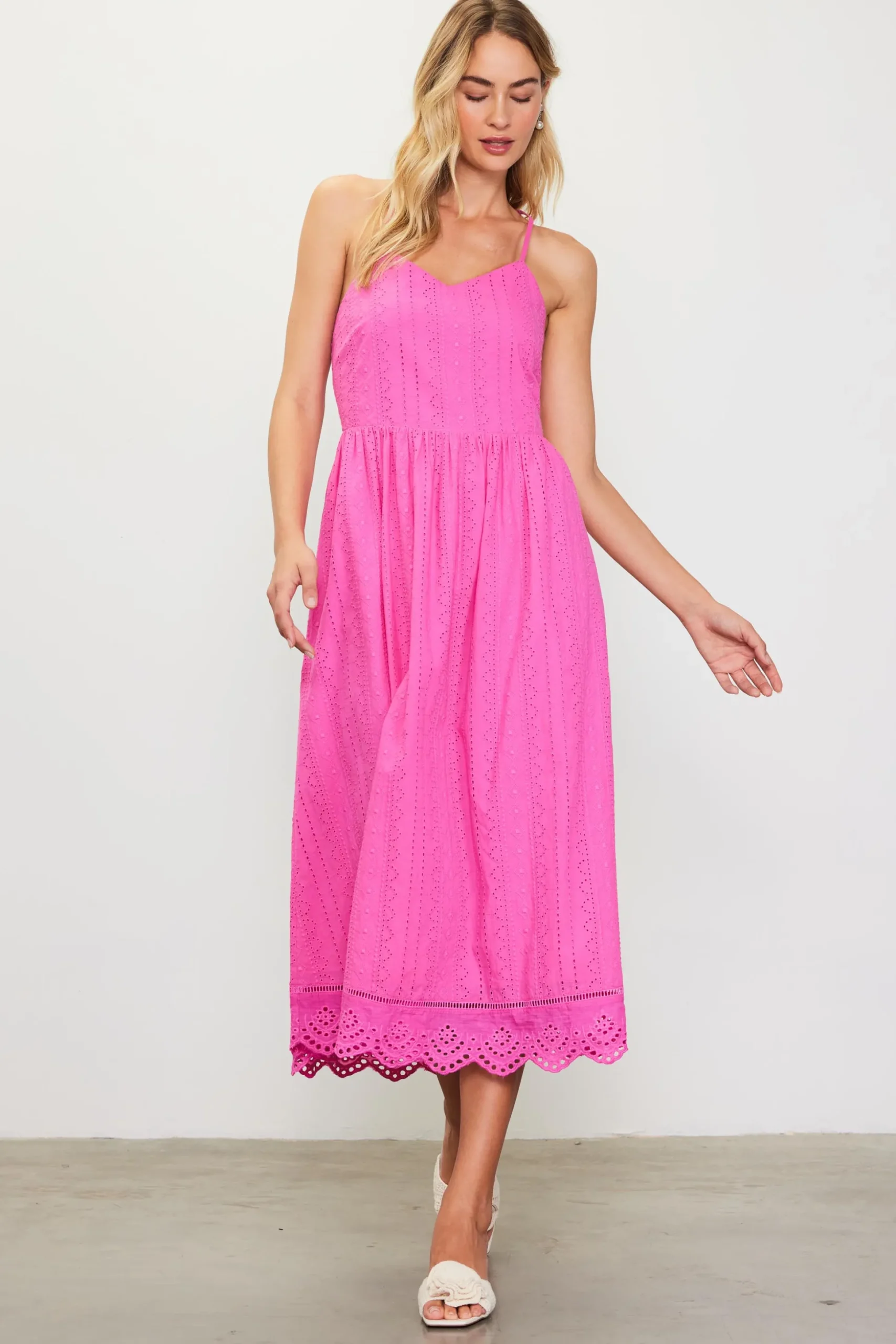 Eyelet Lace Midi Dress