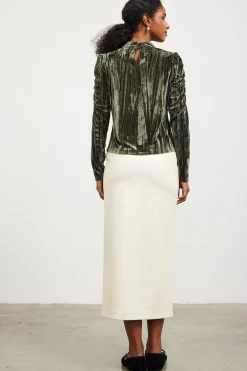 Faux Leather Belted Midi Skirt