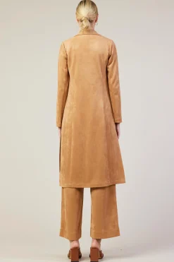 Faux Suede Duster Coat