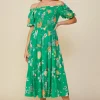 Fleur Print Off Shoulder Midi Dress