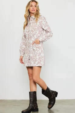 Floral Denim Button Down Dress