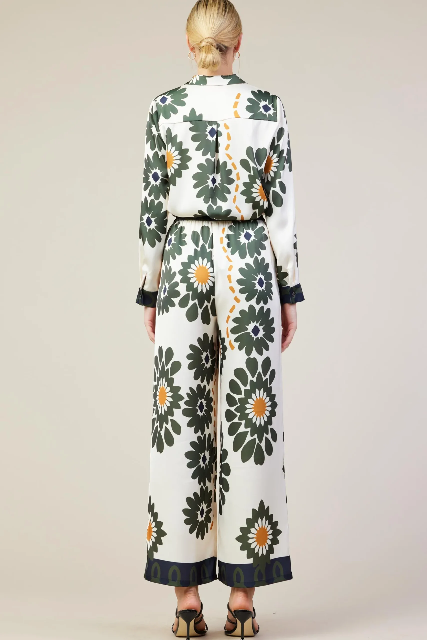 Floral Print Elastic Waistband Pants