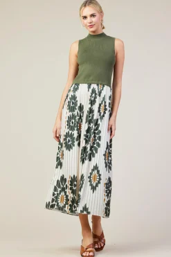 Floral Print Mixed Media Dress
