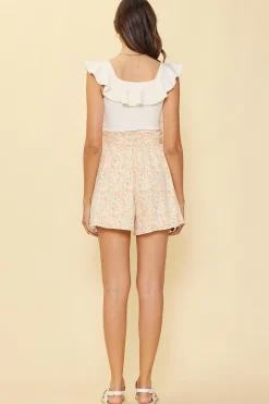 Floral Print Paperbag Shorts