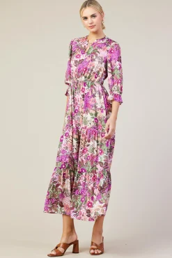 Floral Print Ruffle Maxi Dress