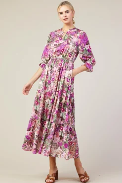 Floral Print Ruffle Maxi Dress