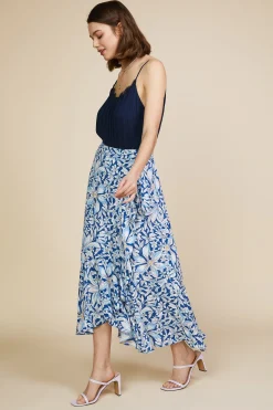 Floral Print Ruffled Wrap Skirt