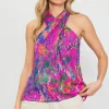 Floral Print Twisted Halter Top