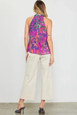 Floral Print Twisted Halter Top