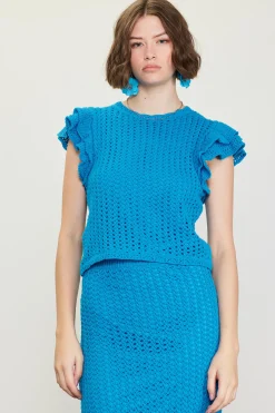 Flutter Sleeve Crochet Sweater