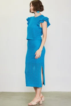Flutter Sleeve Crochet Sweater
