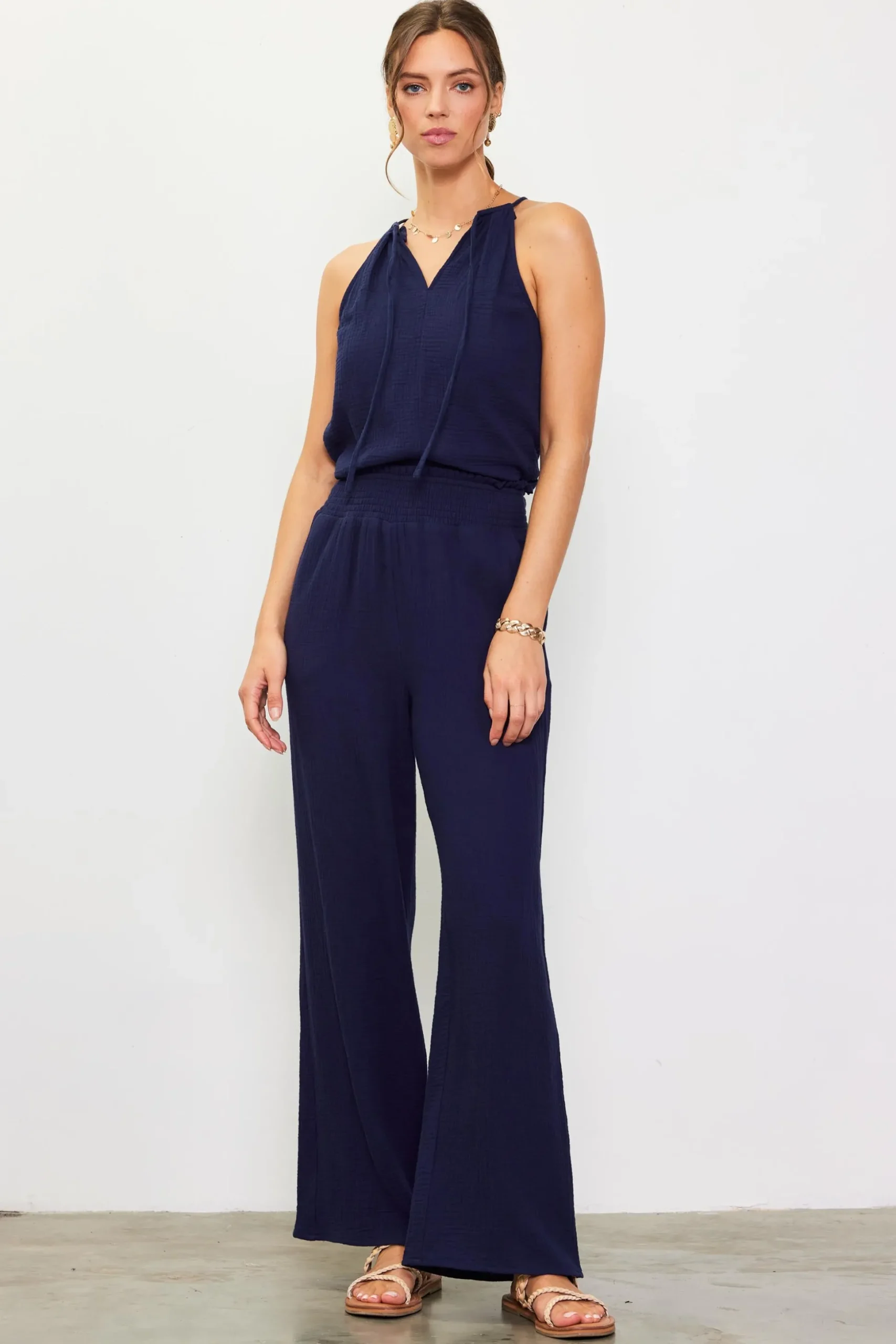 Gaia Smocked Waist Wide Leg Pants