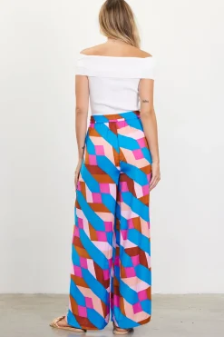 Geometric Print Wide Leg Pants