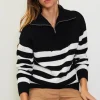 Half-Zip Striped Sweater