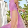 Halter Pleated Maxi Dress