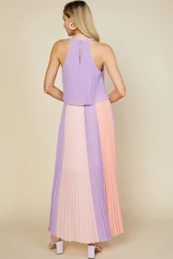 Halter Pleated Maxi Dress