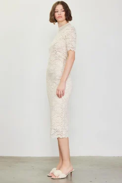 High Waisted Lace Midi Skirt