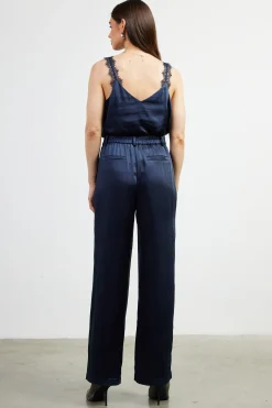 High Waisted Satin Straight Leg Pant