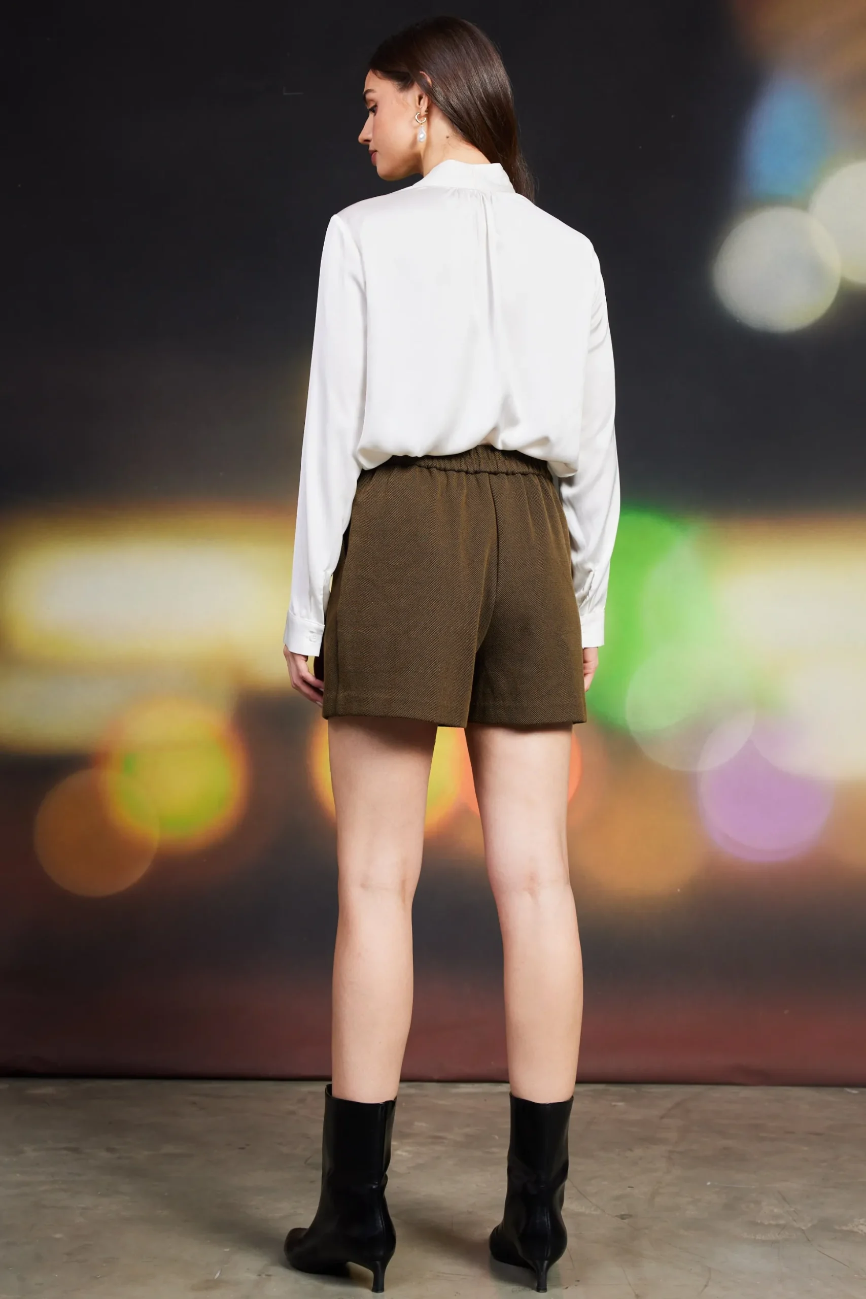 High-Rise Pleated Knit Shorts
