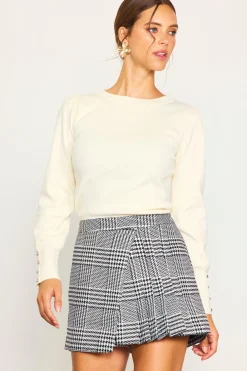 Houndstooth Pleated Mini Skort